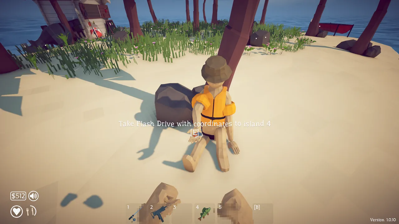 Give the fin to the seated tourist to receive the item that unlocks the next island