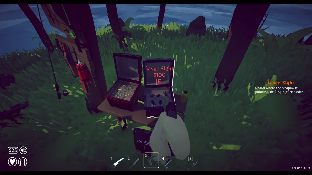 The optional laser sight shows where the weapon is pointing when firing from the hip
