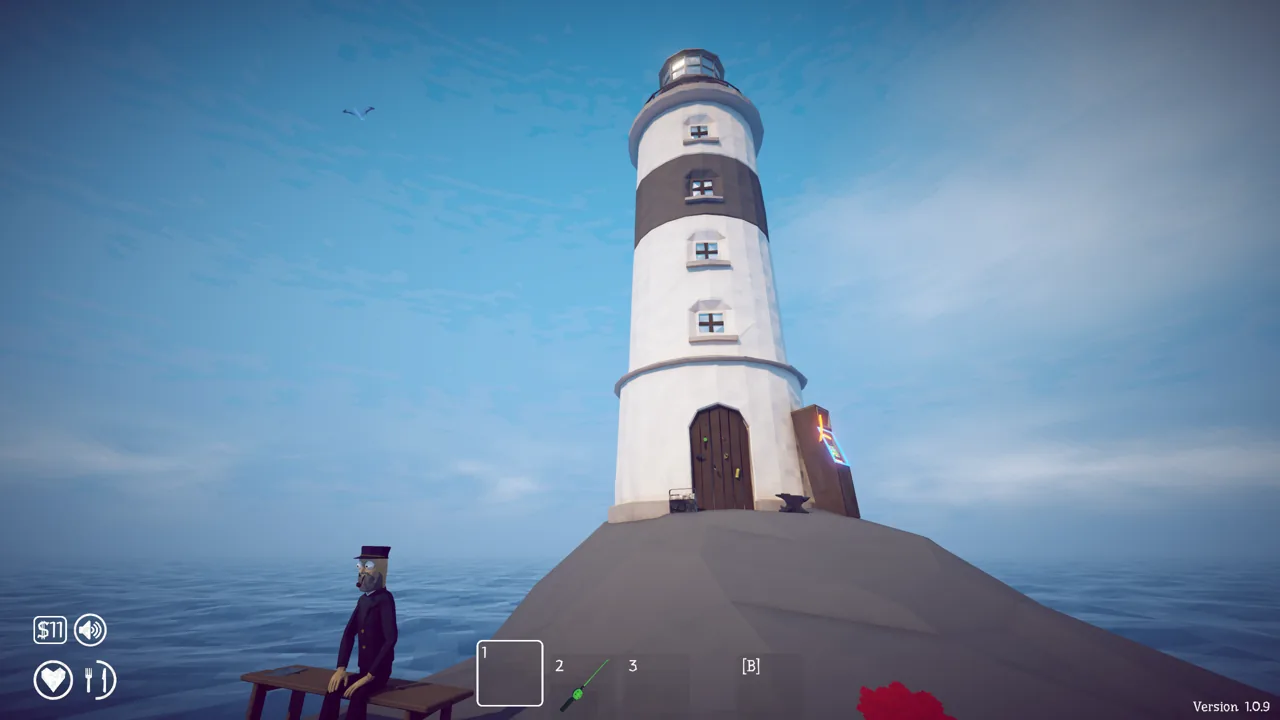Overview of the starting island and its lighthouse
