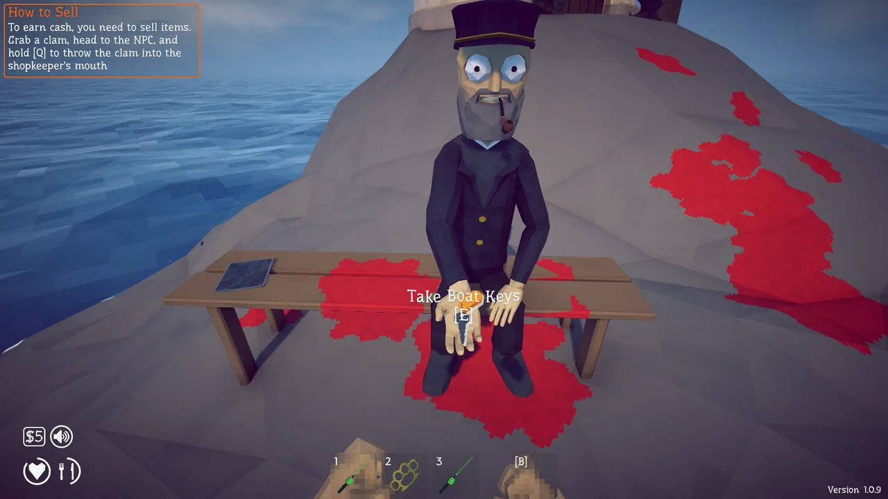 The lighthouse keeper gives you the boat keys after receiving the shell