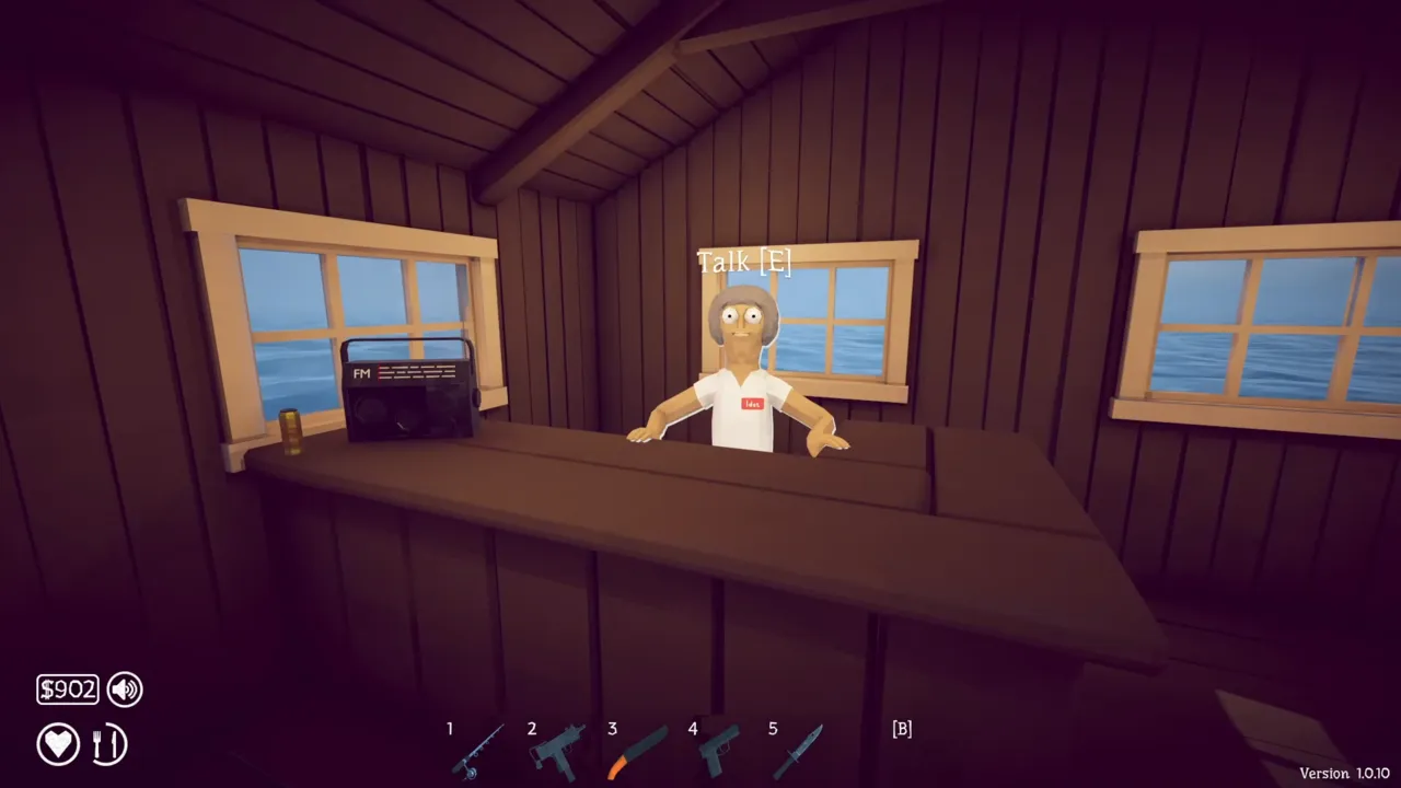 The shopkeeper behind the counter inside the rocks island shop