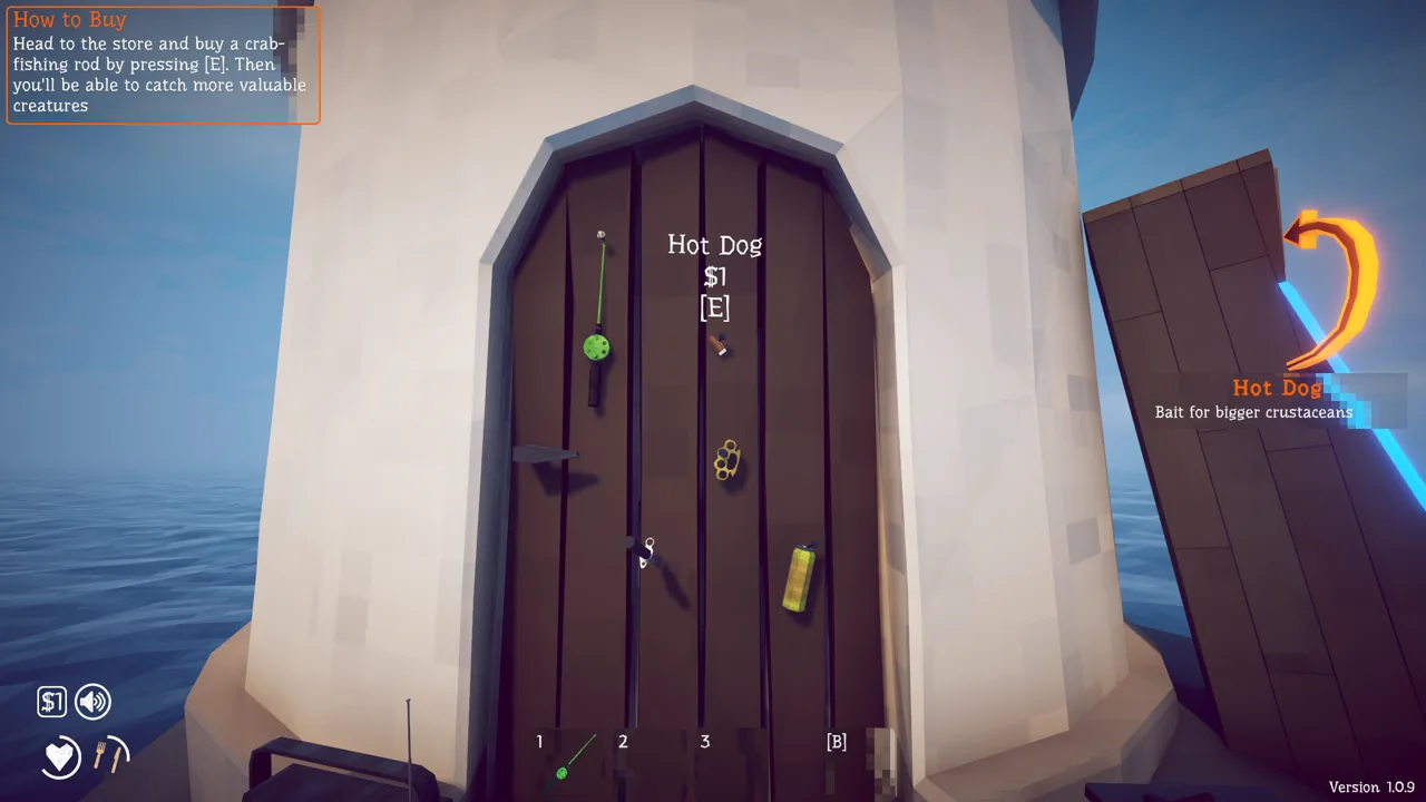 Buy the Crab-Fishing Rod in-game prompt
