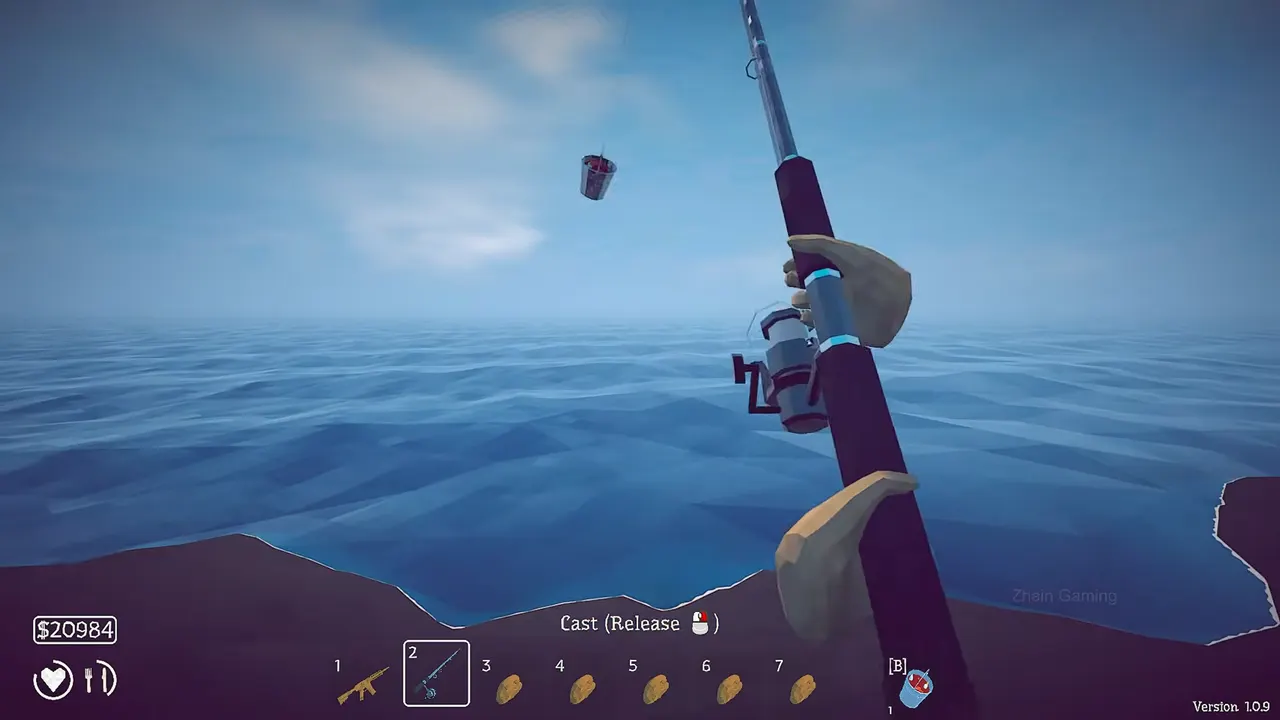 Install the Fish Bucket on your fishing rod and cast to hook the Bowhead Whale