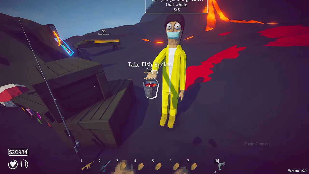 After 5/5, take the Fish Bucket from the NPC. They will tell you to go catch the whale.