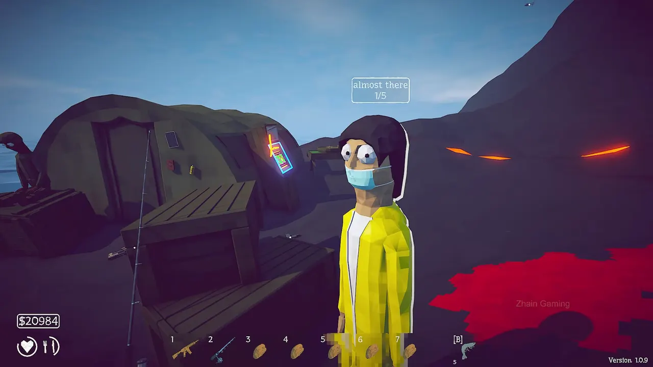 Deliver five creatures to the island NPC. The counter above their head tracks progress toward 5/5.