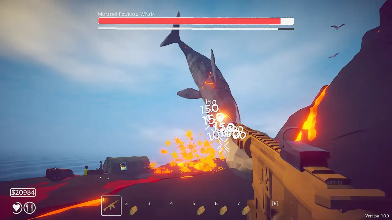Move away as soon as the mutated whale launches into the air