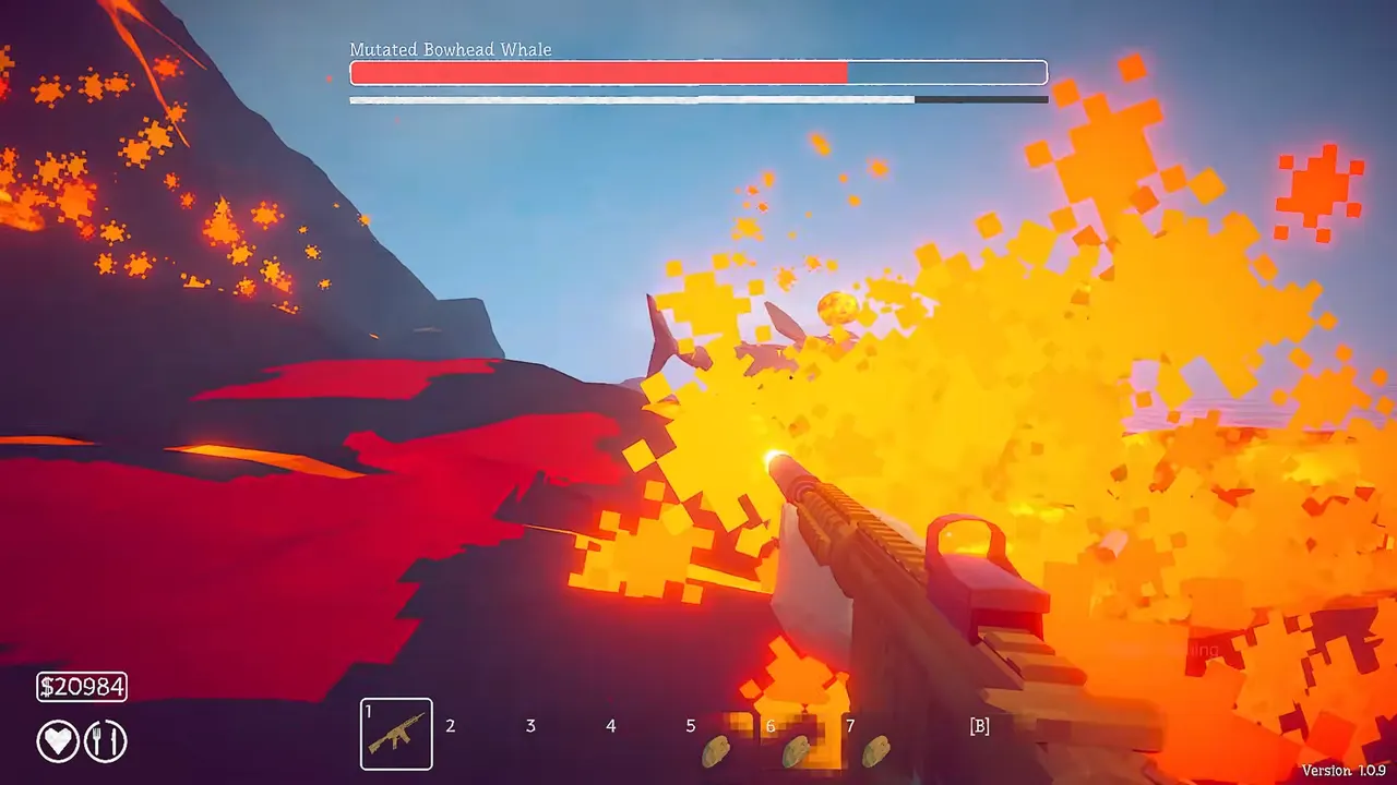 Watch the ground when the mutated whale creates lava, and move to a clear area